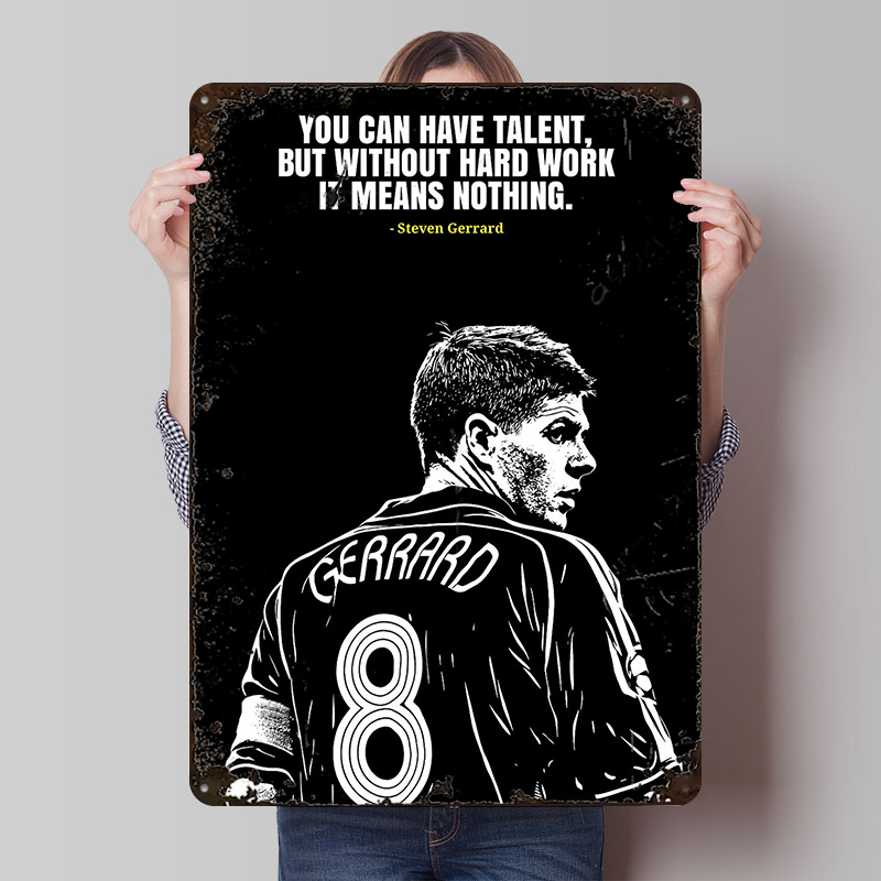 Retro Gaming Quotes - Steven Gerrard Alıntı Metal Poster Özelleştirilmiş