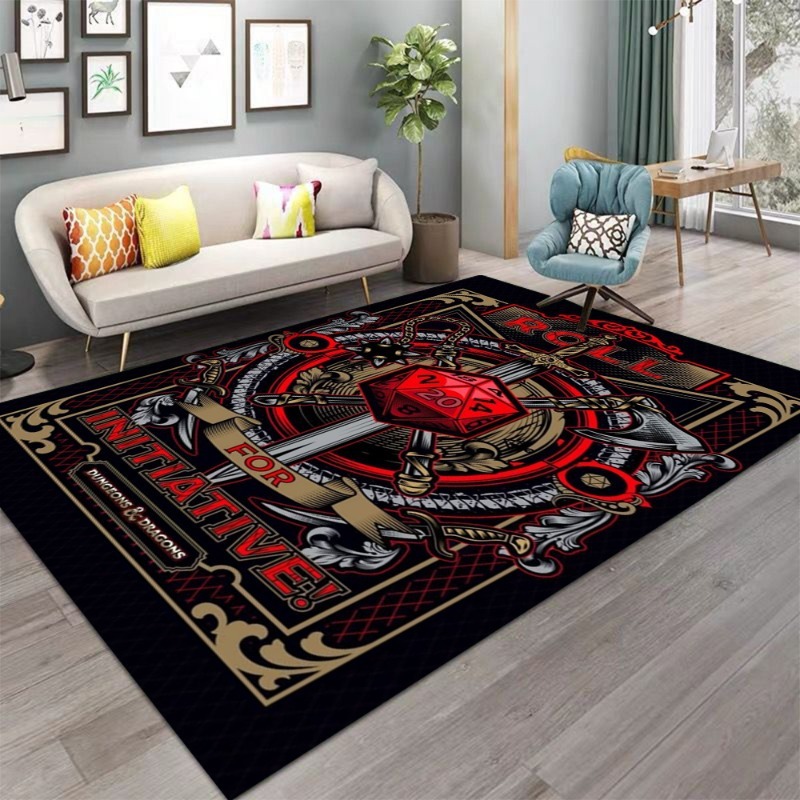 Retro Gaming Rug - Dungeons & Dragons Zar Kılıç Baskılı