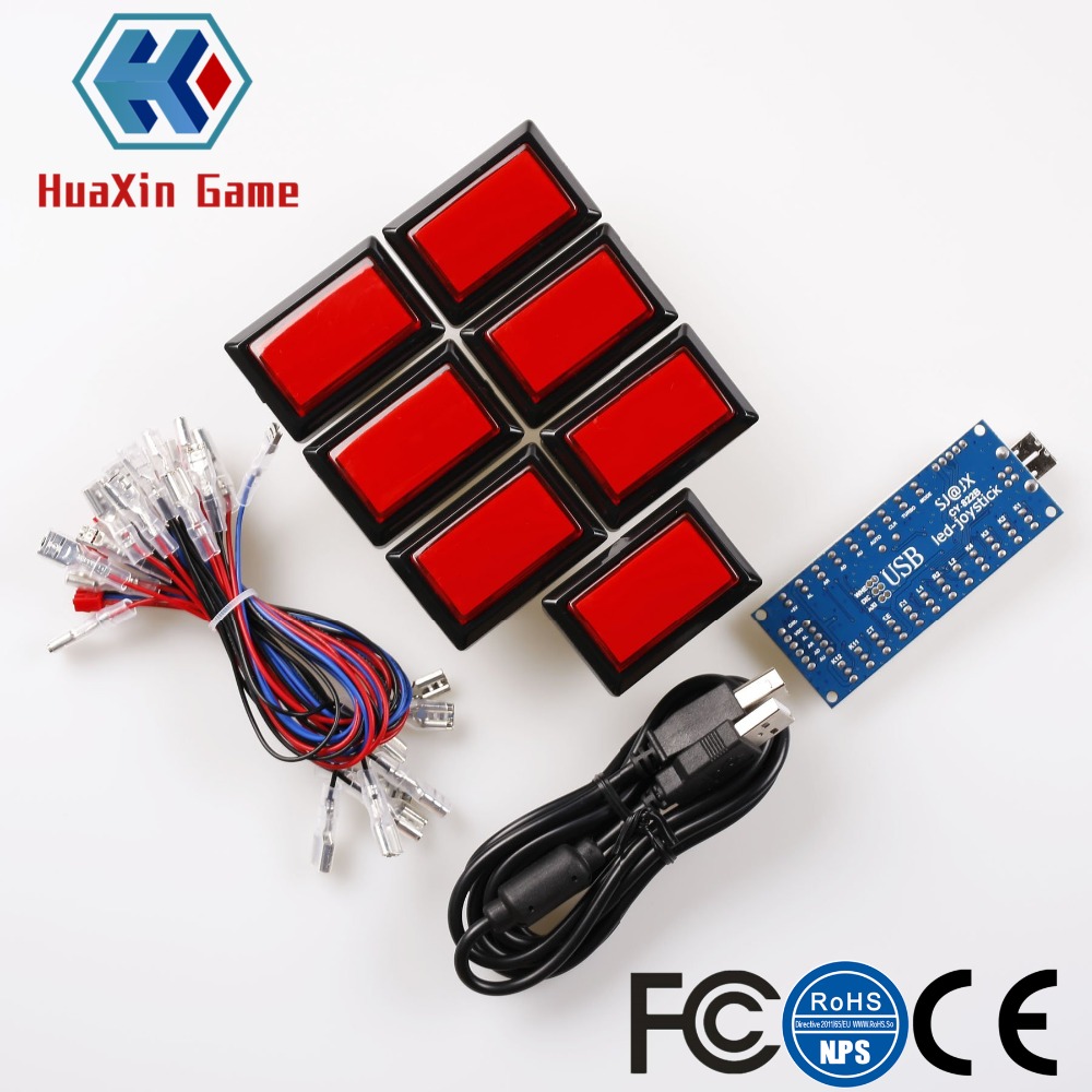 Arcade Button Kit - Dikdörtgen LED ışıklı Push Button Arcade