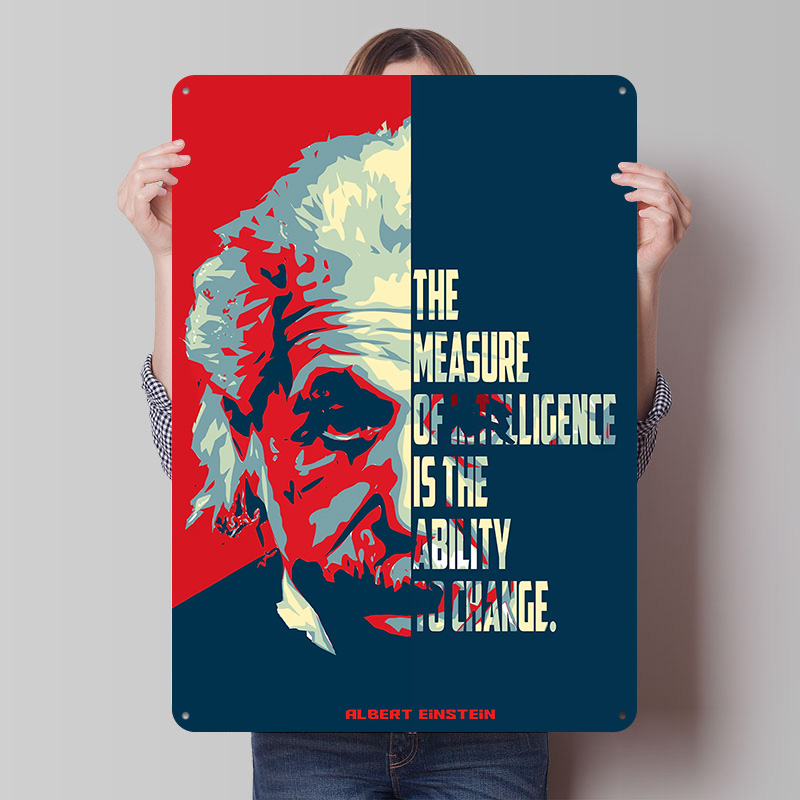 Retro Gaming Quotes - Albert Einstein Alıntıları Teneke Poster Özel