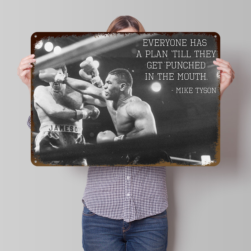 Retro Gaming Quotes - Mike Tyson Alıntı 3D Doku Metal