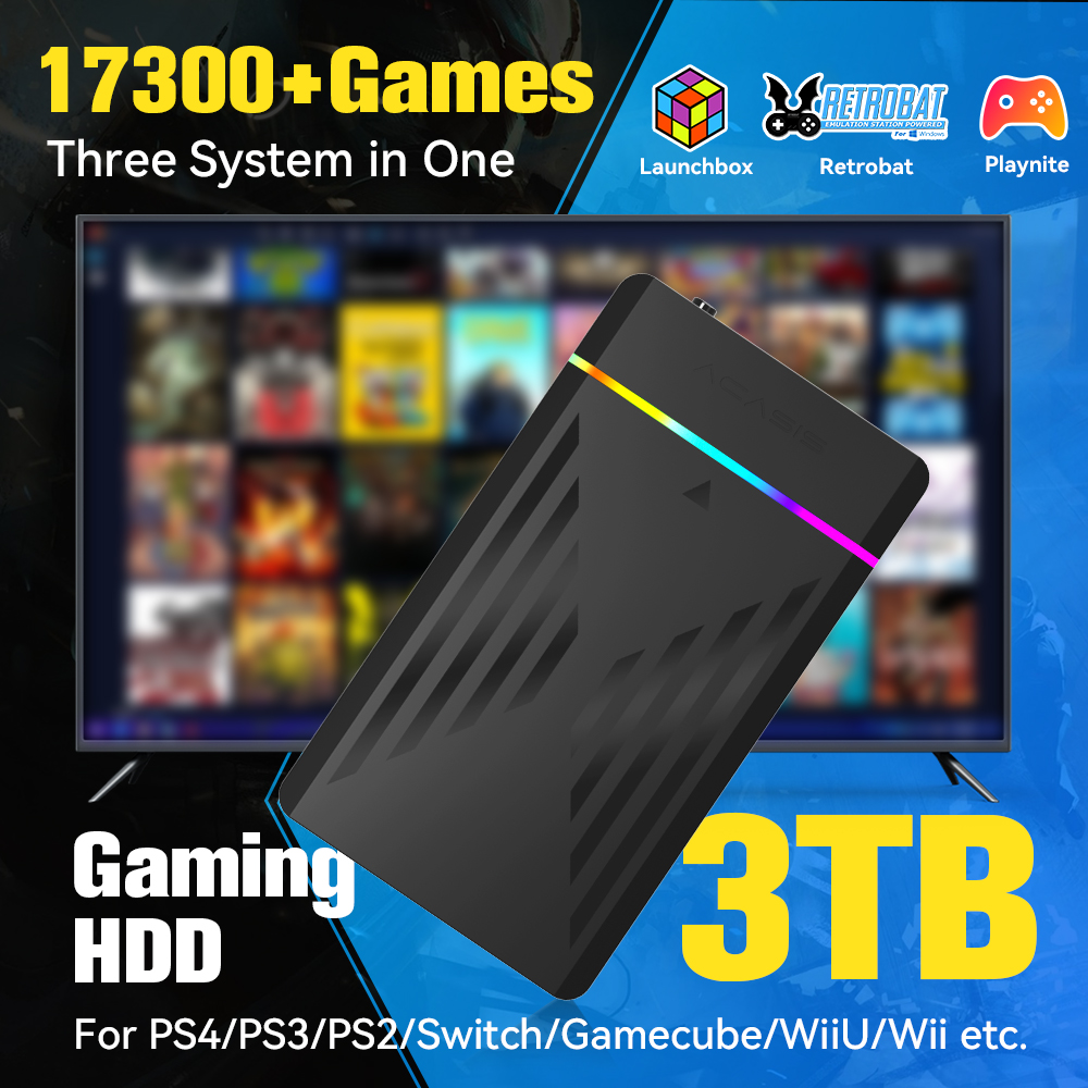 Retro Gaming Download - 3 TB Taşınabilir Oyun HDD LaunchBox/Retrobat/Playnite